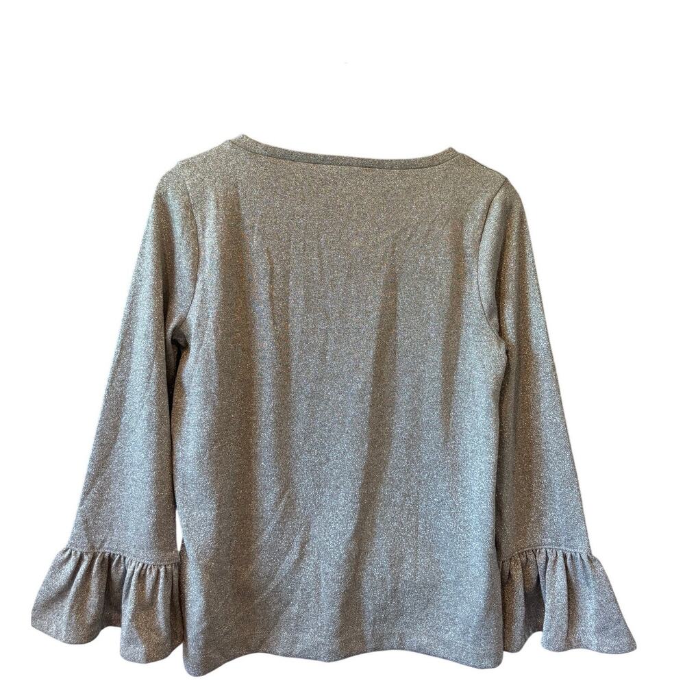 J.Crew | Silver Sparkle Bell Sleeve Knit Top | Size Small - Picture 5 of 8